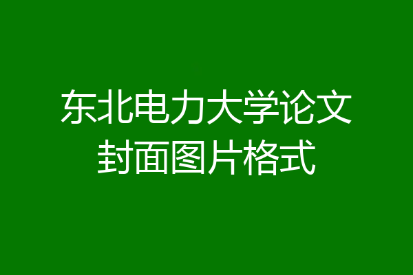东北电力大学论文封面图片格式