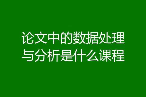 论文中的数据处理与分析是什么课程