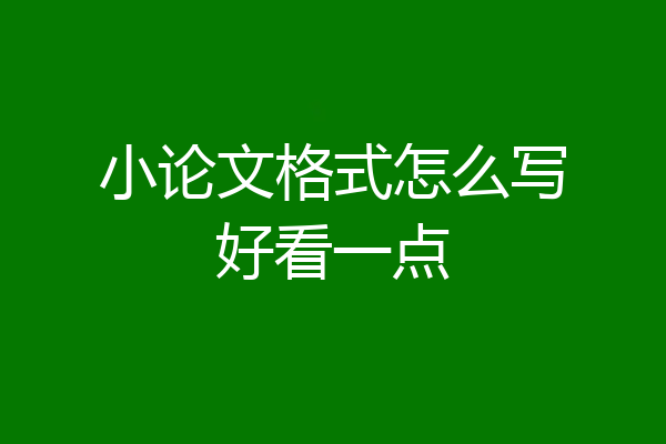 小论文格式怎么写好看一点