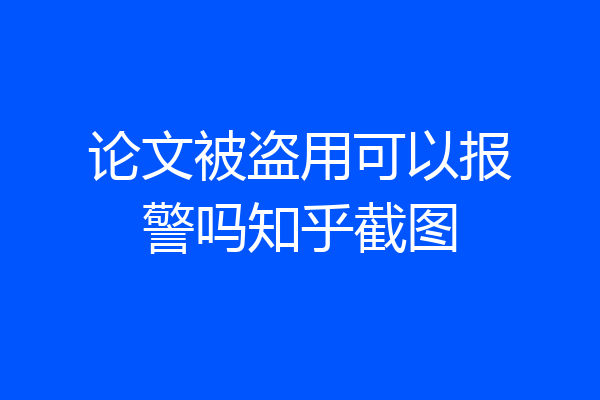 论文被盗用可以报警吗知乎截图