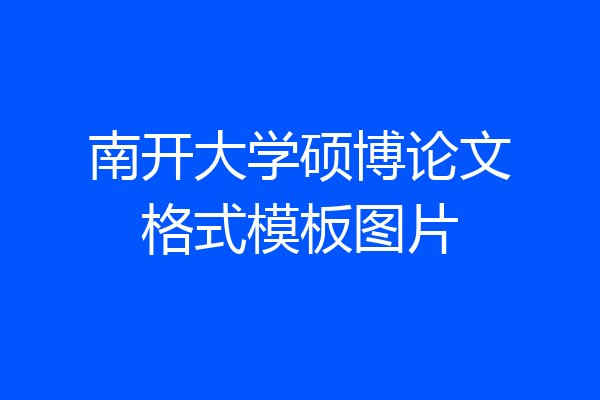 南开大学硕博论文格式模板图片