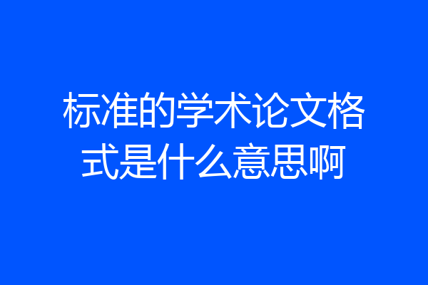 标准的学术论文格式是什么意思啊