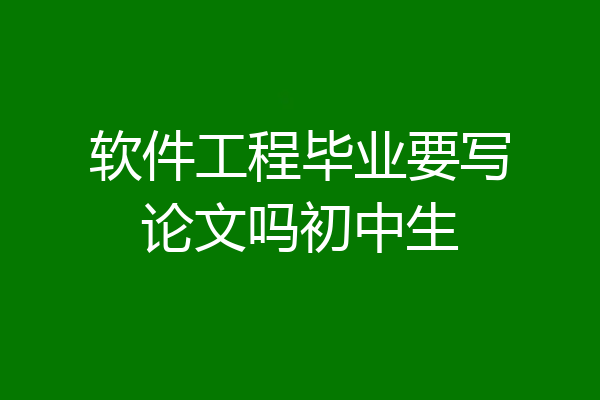 软件工程毕业要写论文吗初中生