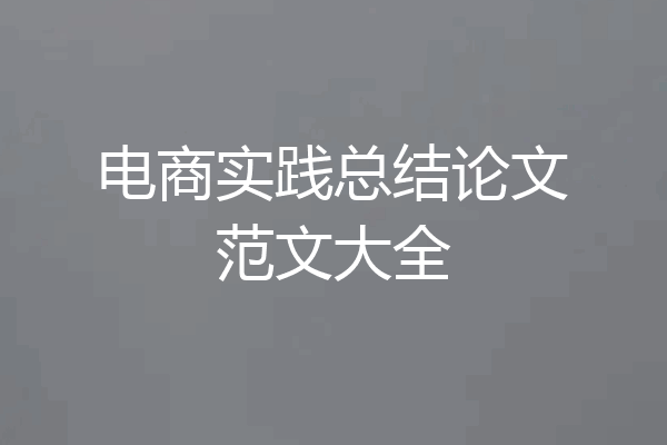 电商实践总结论文范文大全