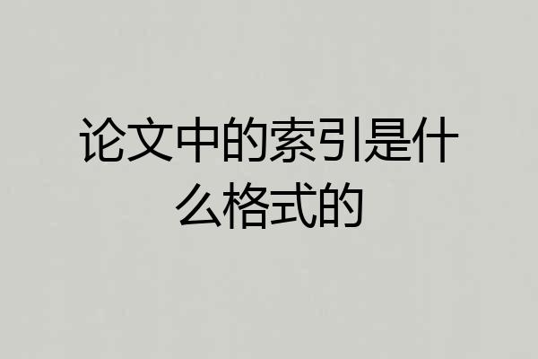 论文中的索引是什么格式的