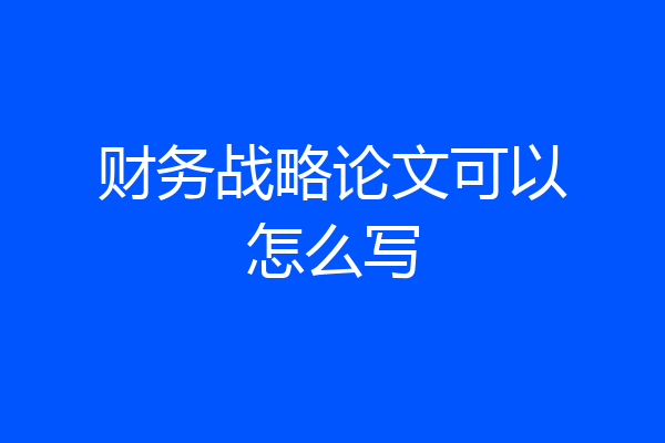 财务战略论文可以怎么写