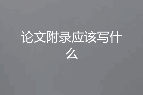 论文附录应该写什么
