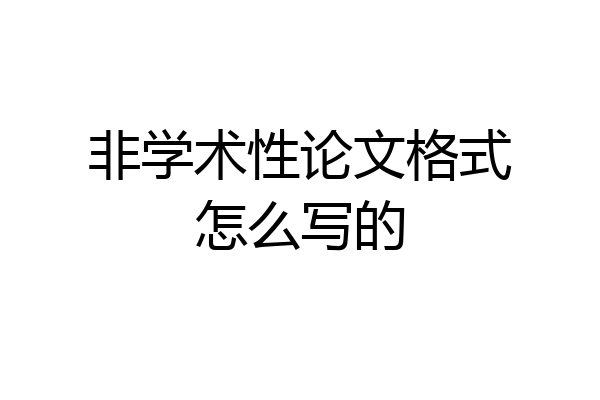 非学术性论文格式怎么写的