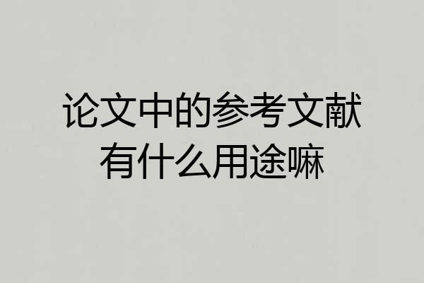 论文中的参考文献有什么用途嘛