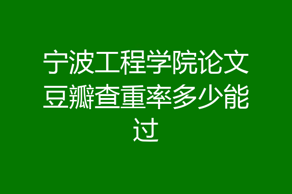 宁波工程学院论文豆瓣查重率多少能过