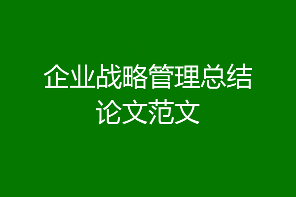 企业战略管理总结论文范文