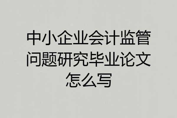 中小企业会计监管问题研究毕业论文怎么写