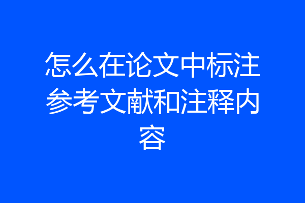怎么在论文中标注参考文献和注释内容