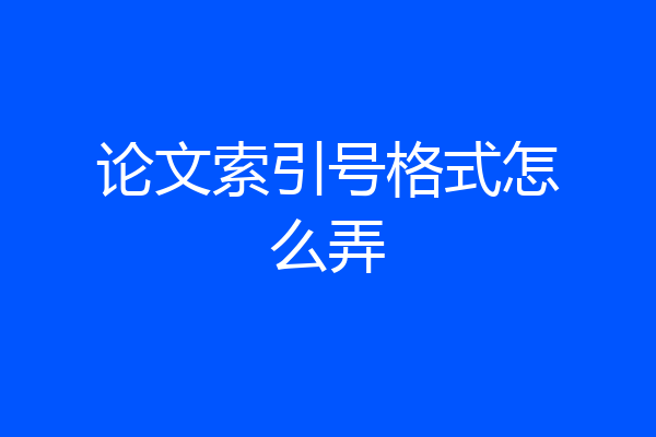 论文索引号格式怎么弄