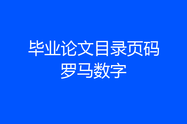 毕业论文目录页码罗马数字