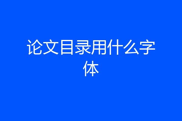 论文目录用什么字体