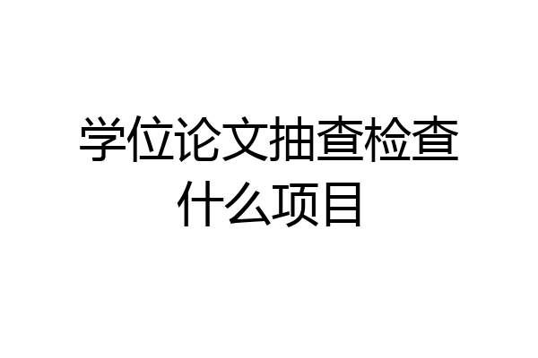 学位论文抽查检查什么项目