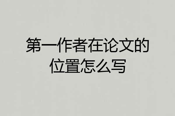 第一作者在论文的位置怎么写