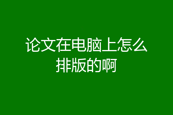 论文在电脑上怎么排版的啊