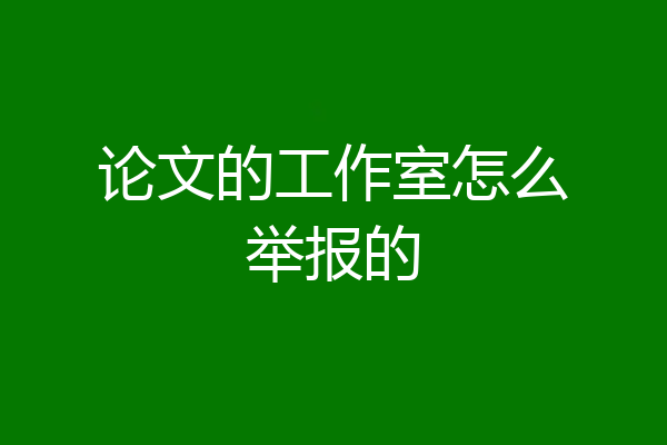 论文的工作室怎么举报的