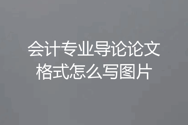 会计专业导论论文格式怎么写图片