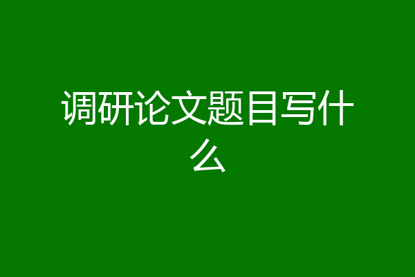 调研论文题目写什么