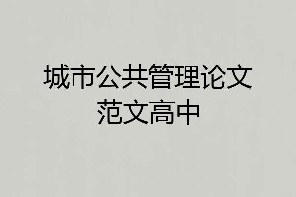 城市公共管理论文范文高中
