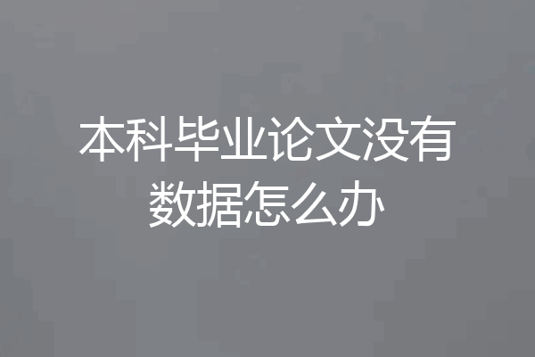 本科毕业论文没有数据怎么办