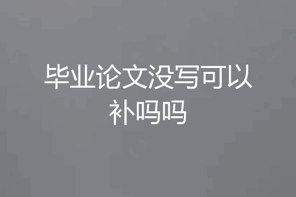 毕业论文没写可以补吗吗