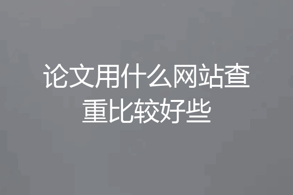 论文用什么网站查重比较好些