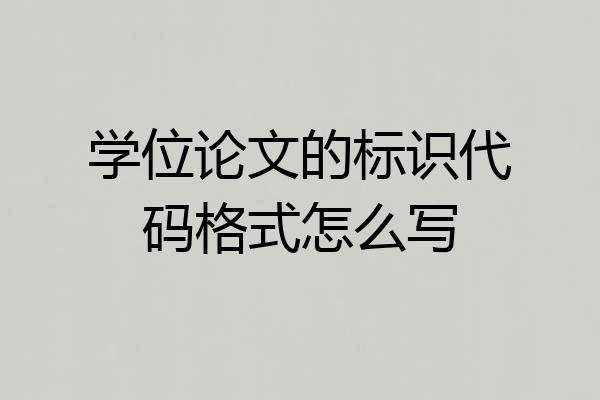 学位论文的标识代码格式怎么写