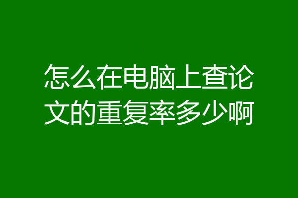 怎么在电脑上查论文的重复率多少啊