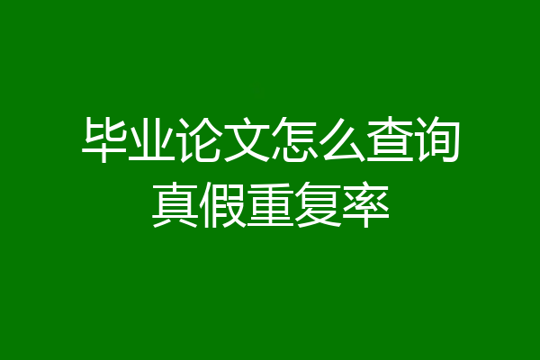 毕业论文怎么查询真假重复率