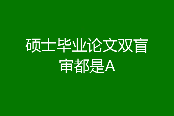 硕士毕业论文双盲审都是A