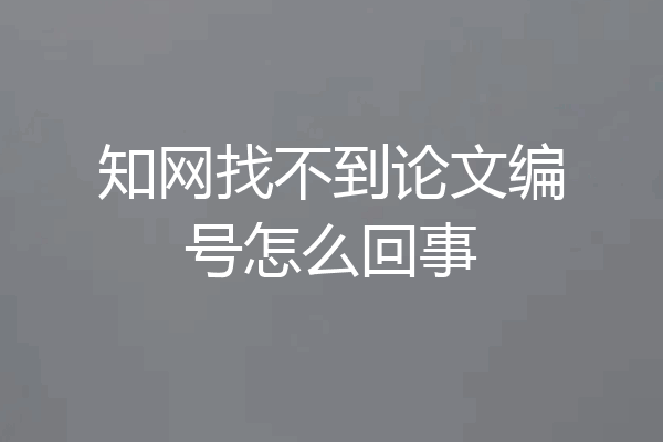 知网找不到论文编号怎么回事