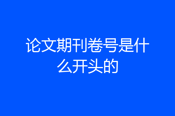 论文期刊卷号是什么开头的