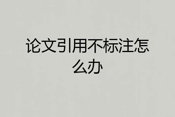 论文引用不标注怎么办