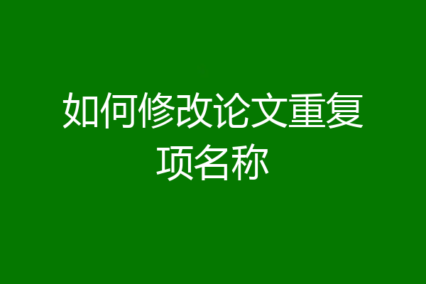 如何修改论文重复项名称