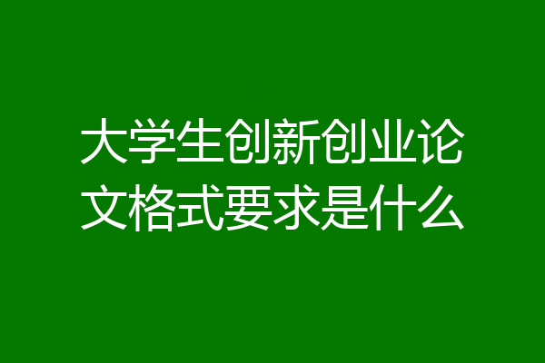 大学生创新创业论文格式要求是什么