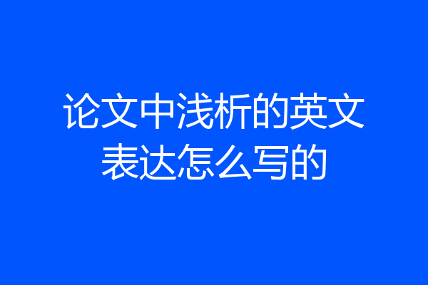 论文中浅析的英文表达怎么写的