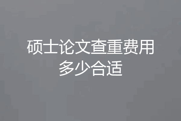 硕士论文查重费用多少合适