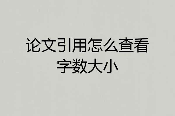 论文引用怎么查看字数大小
