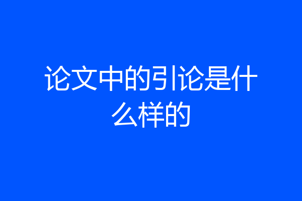 论文中的引论是什么样的