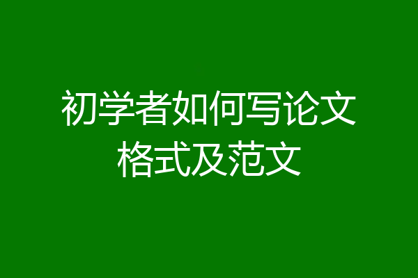 初学者如何写论文格式及范文