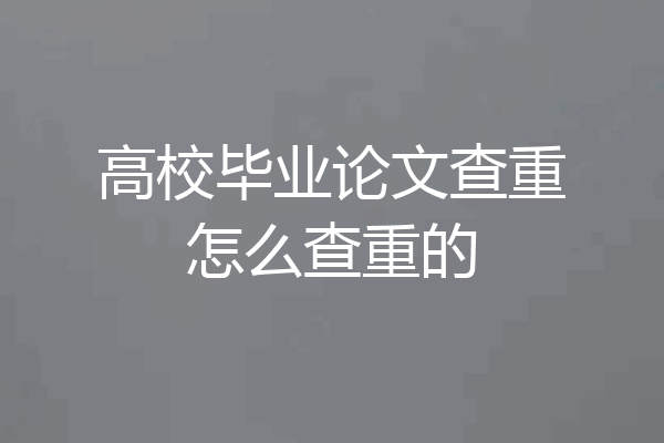 高校毕业论文查重怎么查重的