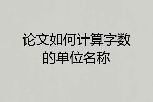 论文如何计算字数的单位名称