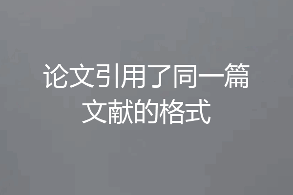 论文引用了同一篇文献的格式