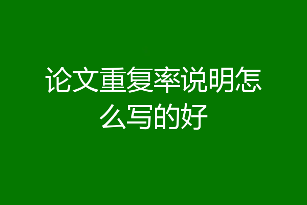 论文重复率说明怎么写的好