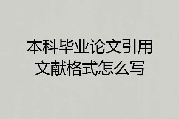 本科毕业论文引用文献格式怎么写