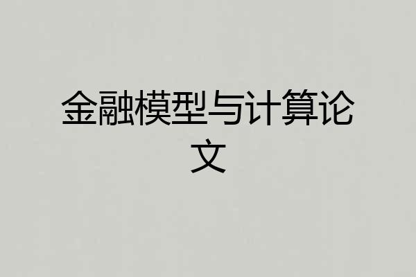 金融模型与计算论文